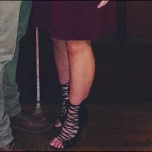 Black Lace-up 4.5” Heels (Lulu’s)